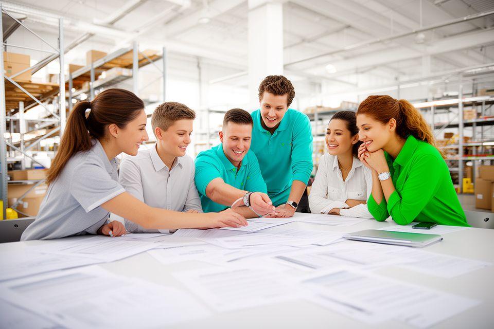 Brooklyn delivery team reviewing merchant contract terms in a bright warehouse office